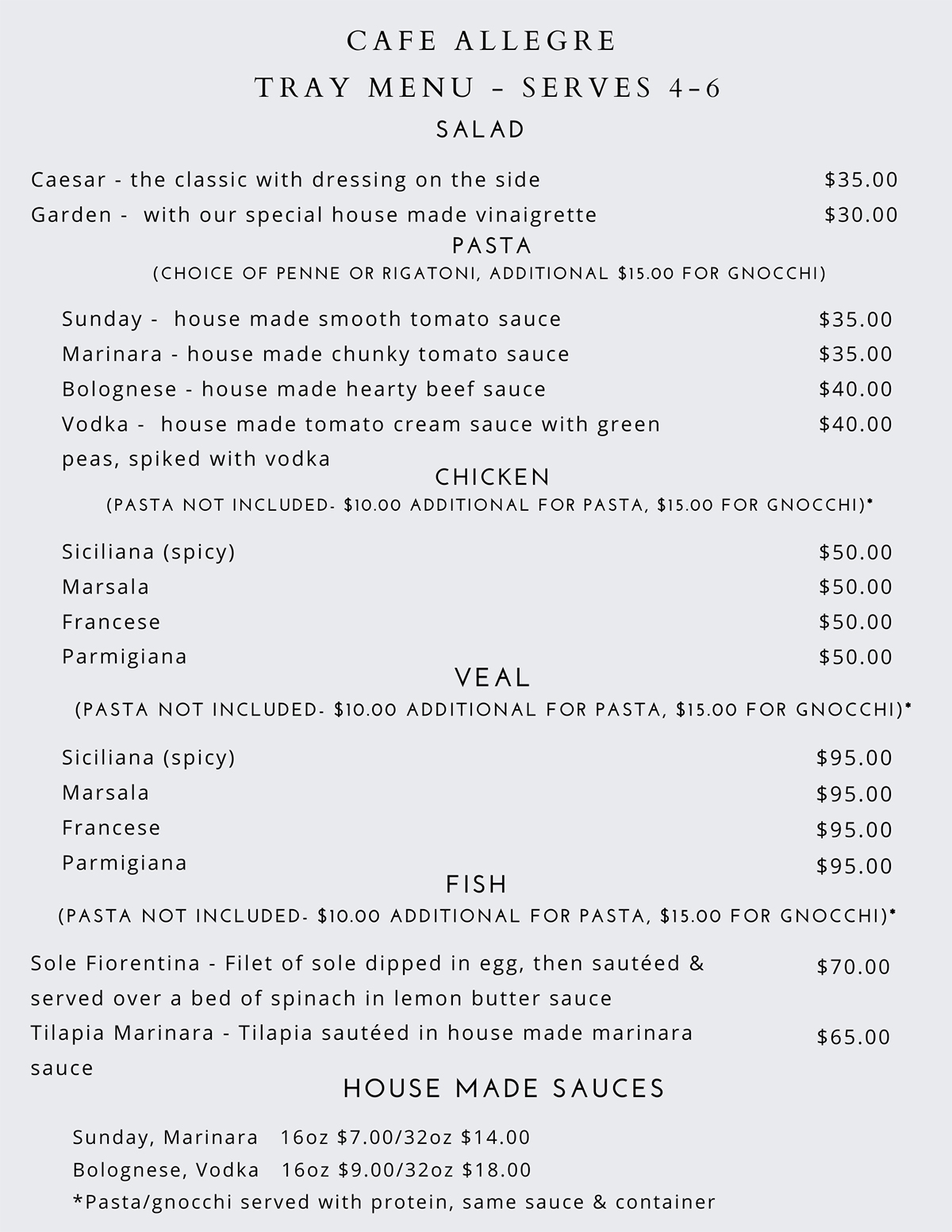 tray menu serves 4 - 6